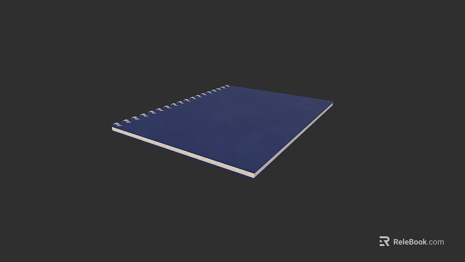 Blue Spiral Bound Notebook Isolated on Black Background with Simple Design 3d model 