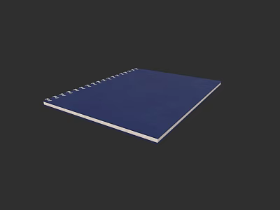 Blue Spiral Bound Notebook Isolated on Black Background with Simple Design 3d model