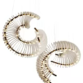 Modern Wooden Spiral Wall Decor With White And Gold Curved Design For Home Interior