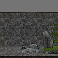Serene Garden Design Featuring Stone Wall Rocks Gravel Ground And Pine Tree