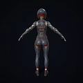 Futuristic Woman Wearing Tech Inspired Bodysuit With Sleek Design And Metallic Accents