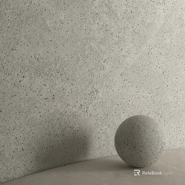 Modern Textured Concrete Sphere Decorative Element Against Speckled Gray Wall 3d model 