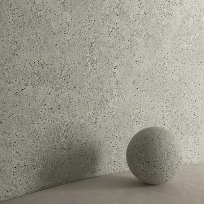 Modern Textured Concrete Sphere Decorative Element Against Speckled Gray Wall 3d model