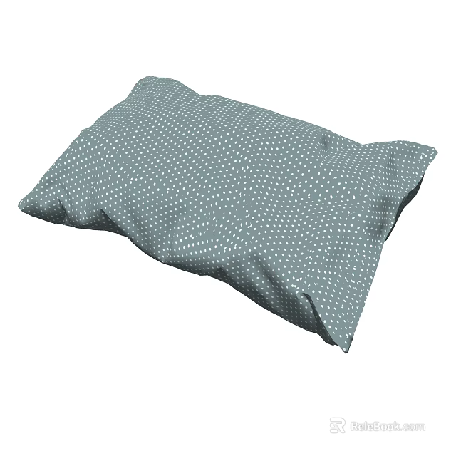 Soft Teal Square Cushion With White Polka Dots Fabric Texture 3d model