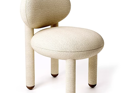 Modern Beige Upholstered Leisure Chair With Round Backrest And Cylindrical Legs Dark Foot Pads 3d model