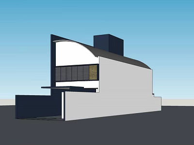 Modern Detached Villa Exterior Design With Geometric Shapes And Large Windows 3d model