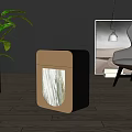 Modern Beige Black Side Table With Marble Panel In Living Room Interior 3d model