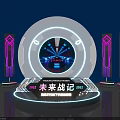 Future Game Scene 2023 Tech Inspired With Neon Lights And Circular Stage 3d model