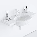 Modern Bathroom Washbasin With White Countertop Basin Sleek Faucet And Aromatherapy Decor In Grey Background