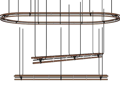 Modern Circular and Linear Metal Frame Chandelier with Hanging Design Structure 3d model