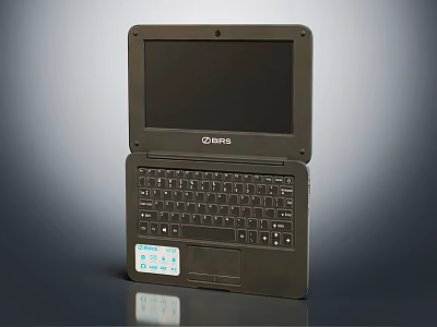 Qilive Compact Notebook Computer With Black Screen Keyboard And White Function Keys 3d model
