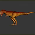 Red And Yellow Gradient T-Rex Model Standing With Open Mouth On Gray Background With Reflection 3d model