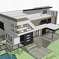 Modern Detached Villa Exterior Design With Large Windows Balconies And Greenery Garden