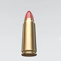 Detailed Golden Bullet With Red Tip Isolated On Light Background
