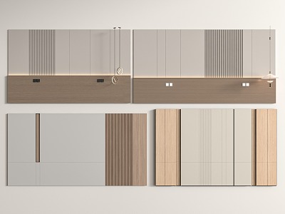 Wood veneer background wall model