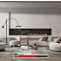 Modern Sofa Coffee Table Combination Multiplayer Sofa Fireplace 3d model