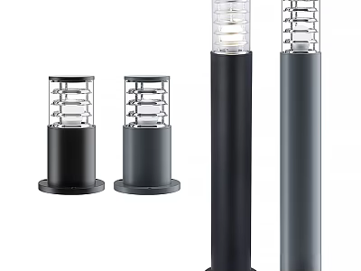 Modern Outdoor Post Lights With Transparent Shades In Black And Gray Colors 3d model