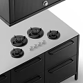 Modern Black Kitchen Cabinets With Island Countertop Sink And Oven Appliances