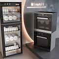 Modern Kitchen Interior With Black Haier Glass Door Cabinet And Minotli Built in Oven