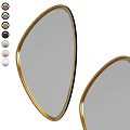 Two Modern Irregular Shaped Mirrors With Golden Frame For Interior Decor 3d model