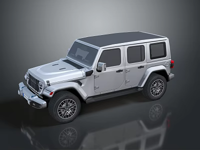Silver Off Road Vehicle With Black Roof Four Door And Alloy Wheels 3d model