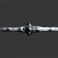 Medieval Fantasy Sword With Silver Engraved Blade Red Gemstone And Spiked Pommel