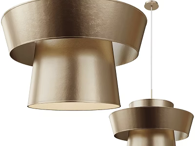 Two Golden Modern Chandeliers With Metallic Circular Layers And Elegant Design 3d model