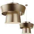 Two Golden Modern Chandeliers With Metallic Circular Layers And Elegant Design