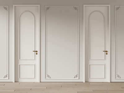 European-style single-door bedroom door 3d model