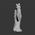 White Traditional Woman Statue In Elegant Attire Holding Decorative Fan And Ornate Hairpiece
