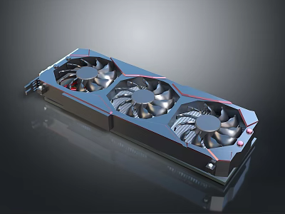 High Performance Gaming Graphics Card With Three Cooling Fans And Modern Heat Sink Design 3d model