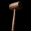 Wooden Hardware Hammer With Smooth Handle And Sturdy Head Isolated On Black Background