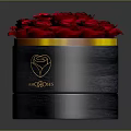 Red Roses Arranged In Black Box With Gold Trim And Monroe Logo