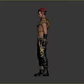 Man With Red Hair And Sunglasses Wearing Decorative Shoulder Wings Black Pants Gold Accents