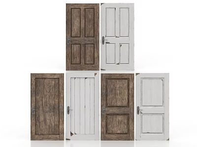 Various Wooden And White Panel Doors With Rustic And Modern Styles 3d model