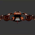 Futuristic Scifi Metallic Mechanical Device Featuring Orange Black Frame And Yellow Aerodynamic Blades