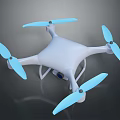 White Body Quadcopter Drone With Blue Propellers And Camera Design 3d model