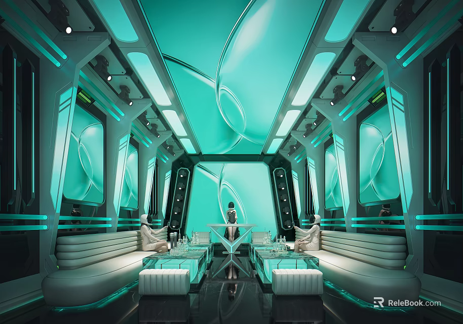 Modern Luxury KTV Interior With LED Lighting And Plush Leather Seats 3d model 