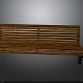 Wooden Bench With Metal Legs And Riveted Slats On Gray Background Surface