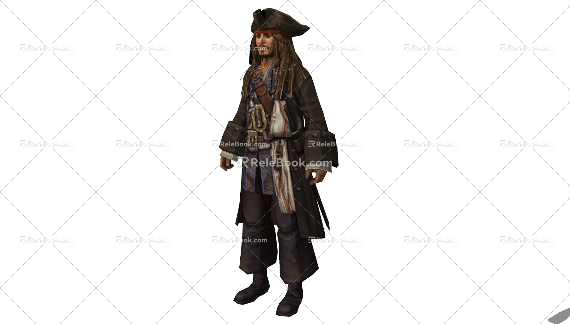 modern game character pirates of the caribbean jack 3d model