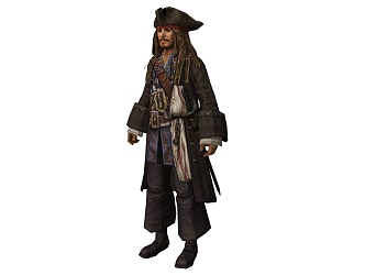 modern game character pirates of the caribbean jack 3d model