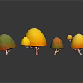 Vibrant Cartoon Scene with Colorful Mushroom Shaped Trees on Black Background with Reflections