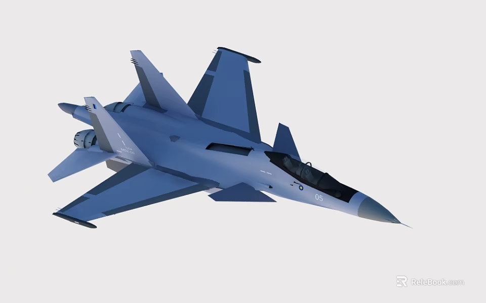 Modern Blue Fighter Jet With Streamlined Body Cockpit And Sharp Wings 3d model