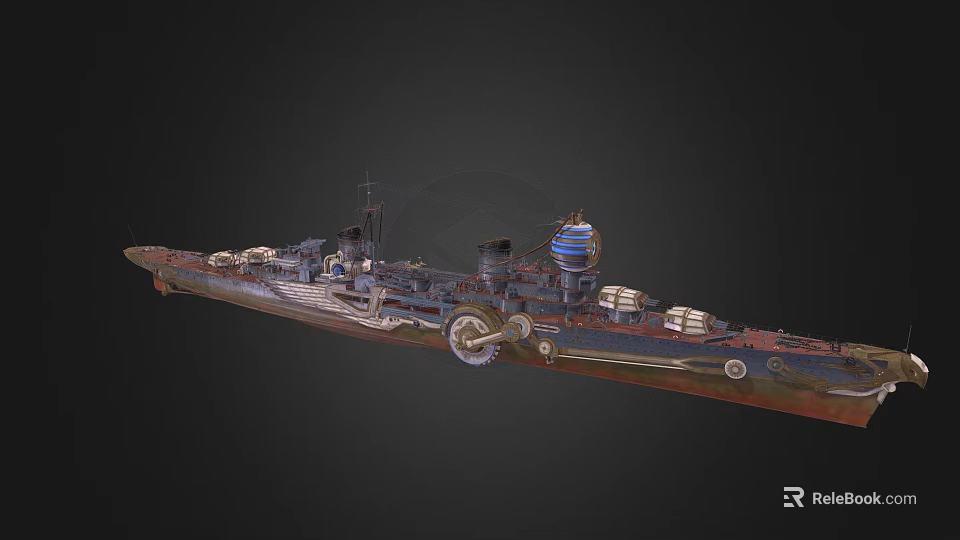 Military Battleship As Naval Weapon With Large Guns Deck Superstructure And Detailed Design 3d model 