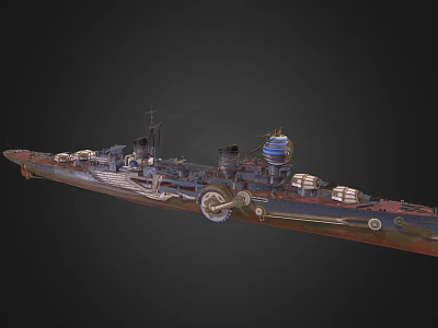 Military Battleship As Naval Weapon With Large Guns Deck Superstructure And Detailed Design 3d model