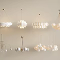Stylish Modern Chandeliers Featuring Various White Spherical And Wave Shaped Designs 3d model