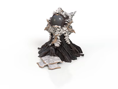 Ornate Black Sphere Sculpture With Decorative Armor Details And Open Books 3d model