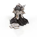 Ornate Black Sphere Sculpture With Decorative Armor Details And Open Books