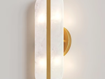 Elegant Modern Wall Sconce With White Marble Panel Gold Vertical Strip And Soft Lighting 3d model