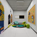 Spacious Kindergarten Children's Science Technology Experience Hall With Interactive Display Areas And Educational Facilities